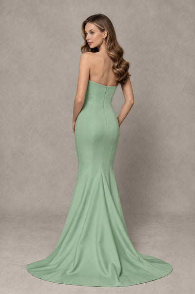 BOLODOO Sage Green Strapless Mermaid Evening Dress with Ruffle Slit and Train - Sage Green - Sage Green_2