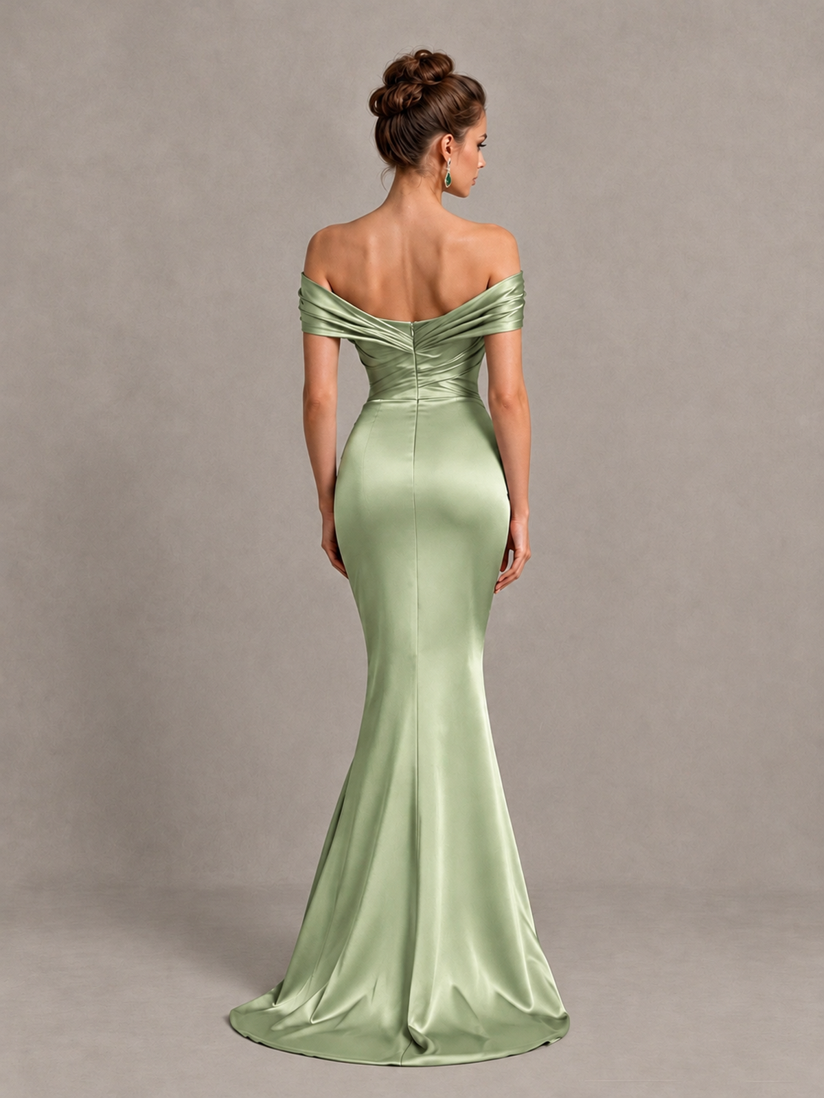BOLODOO Sage Green Off-Shoulder Satin Mermaid Prom Dress - Sage Green - Sage Green_2