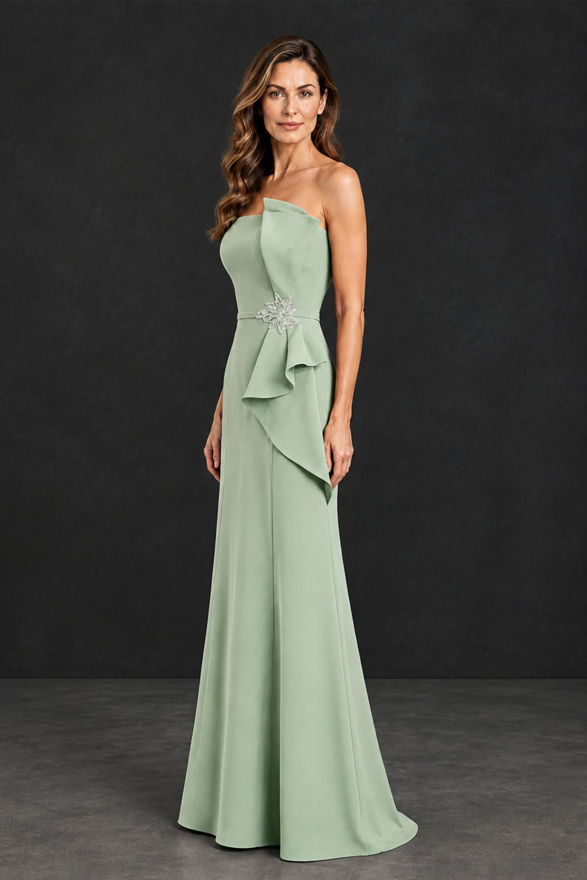 BOLODOO Sage Green Strapless Mother of the Bride Dress with Ruffle Detail - Sage Green - Sage_Green_3