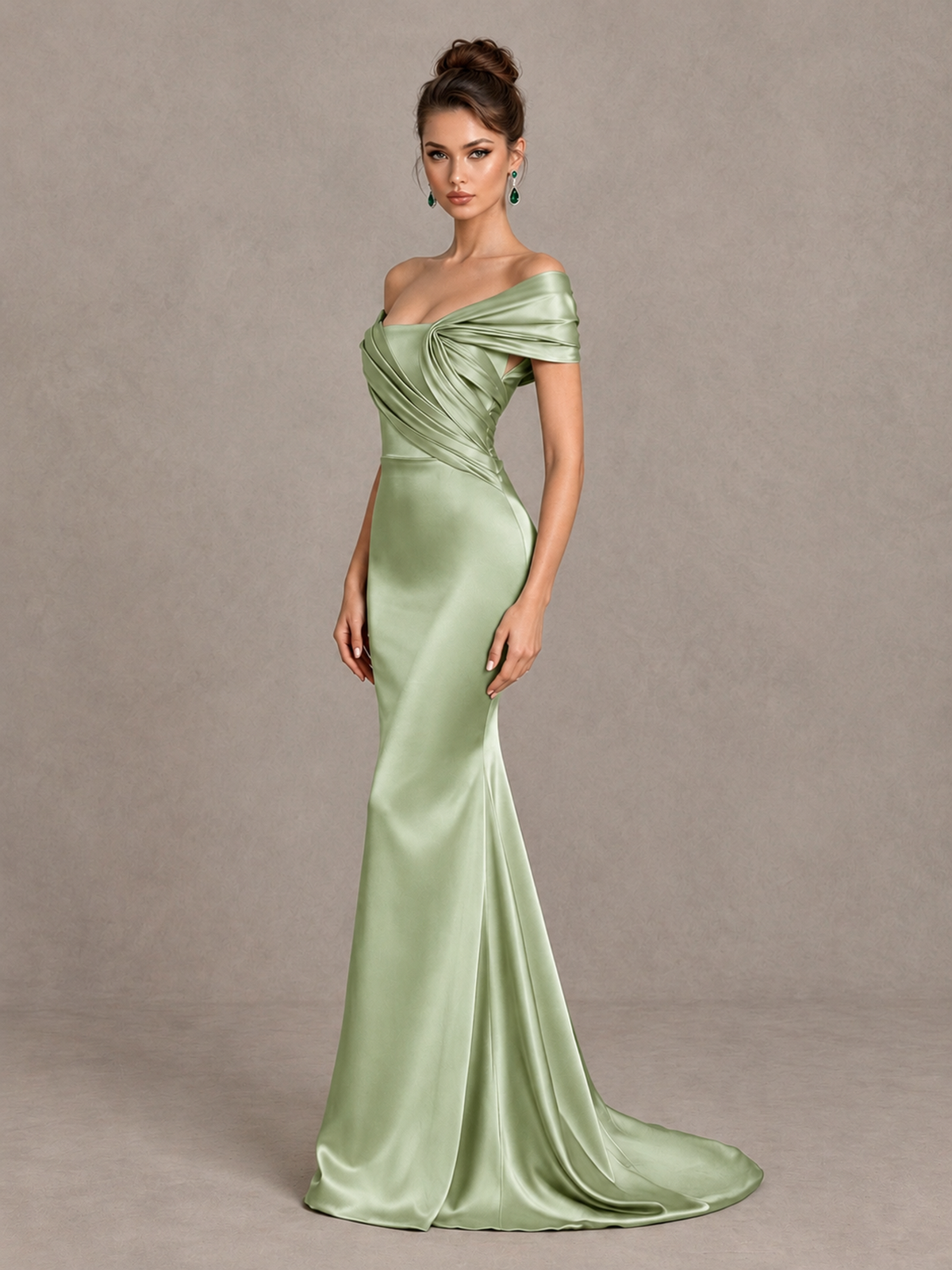 BOLODOO Sage Green Off-Shoulder Satin Mermaid Prom Dress - Sage Green - Sage Green_3