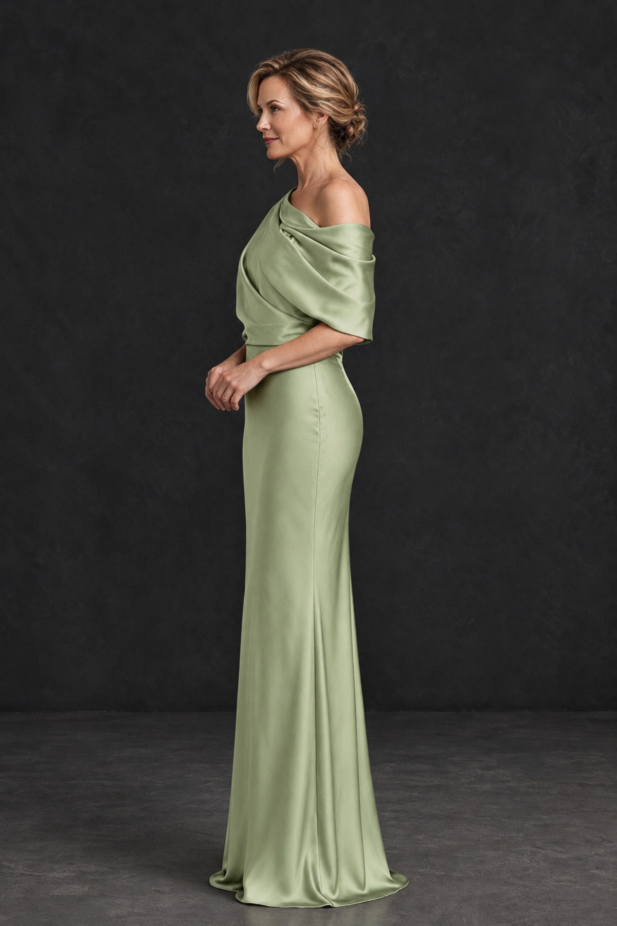 BOLODOO Sage Green Satin Asymmetric Mother of the Bride Dress - Sage Green - Sage Green_3