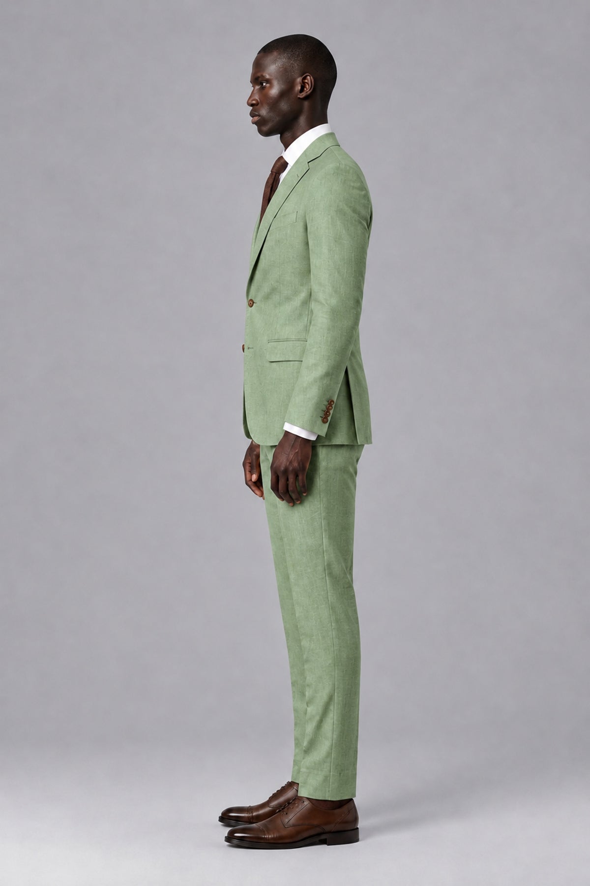 Men's Sage Green Two-Piece Notch Lapel Suit - Sage Green - Sage Green_4