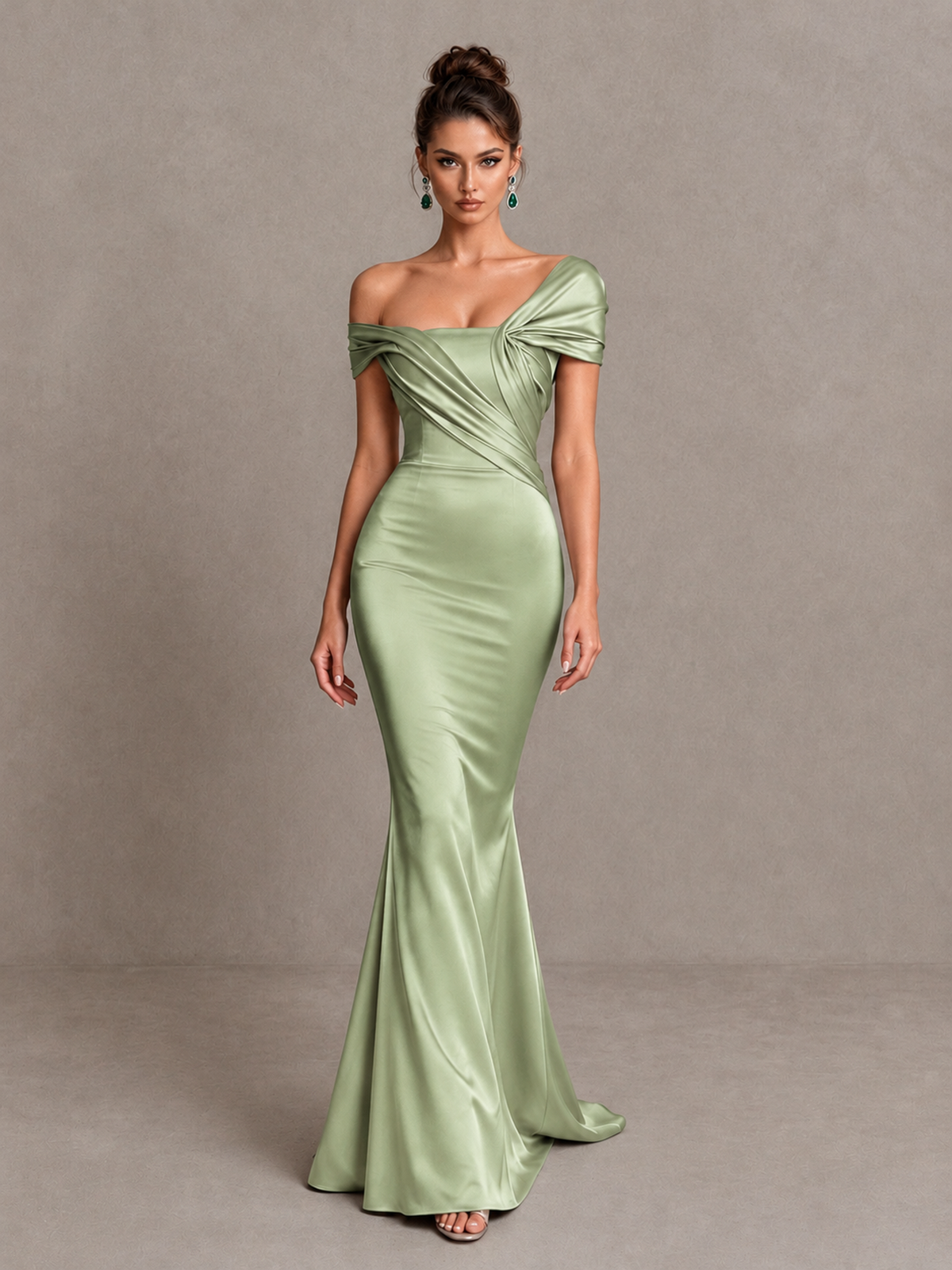 BOLODOO Sage Green Off-Shoulder Satin Mermaid Prom Dress - Sage Green - Sage Green_4