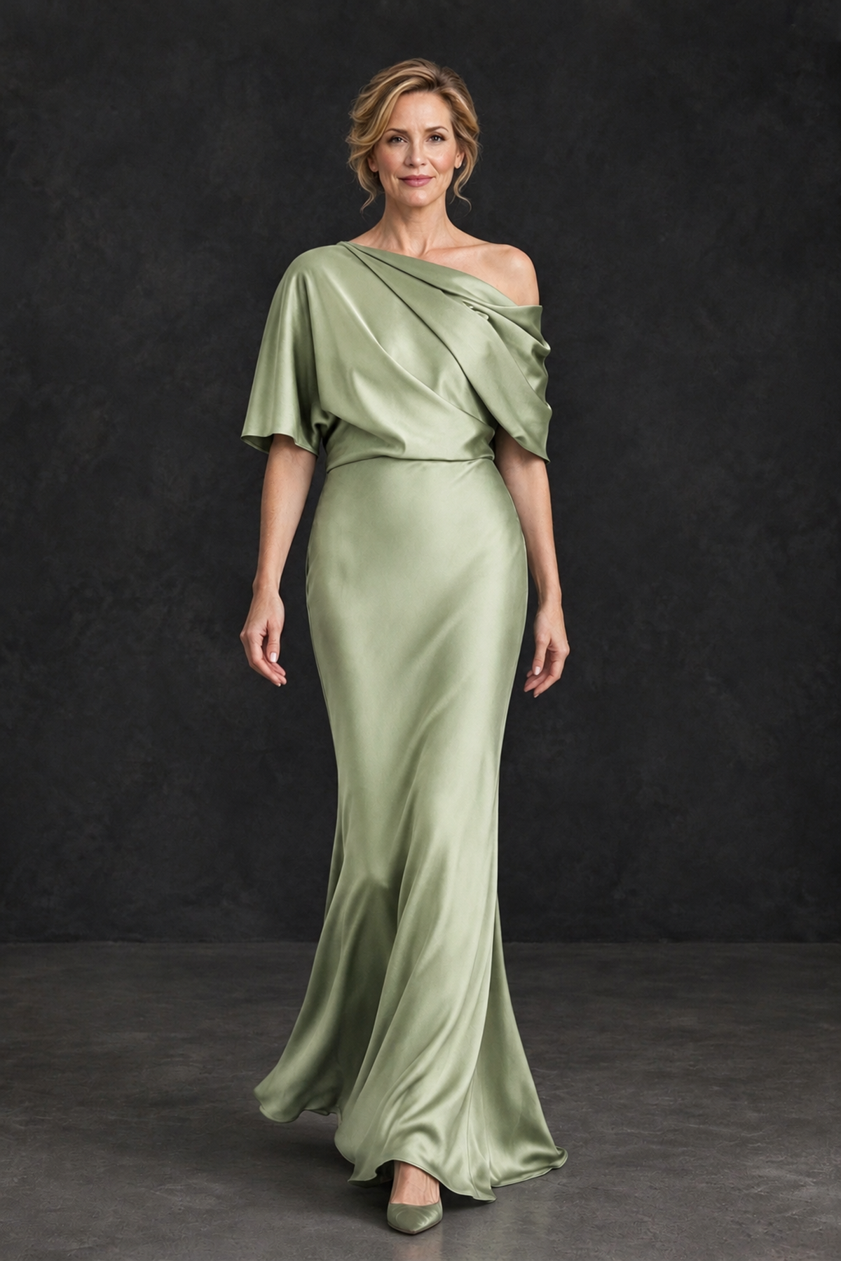 BOLODOO Sage Green Satin Asymmetric Mother of the Bride Dress - Sage Green - Sage Green_4