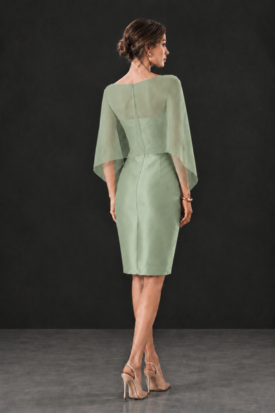 BOLODOO Sage Green Cape Knee-Length Mother of the Bride Dress - Sage Green - Sage Green (2)