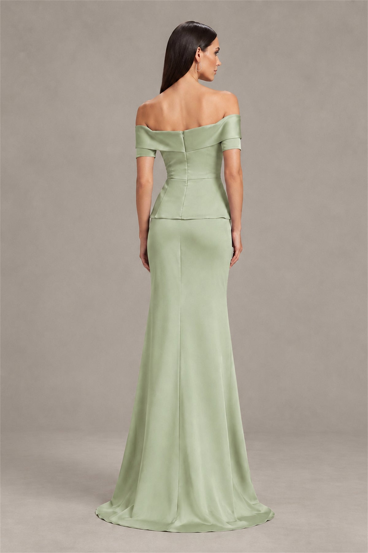 BOLODOO Sage Green Off-Shoulder Mermaid Mother of the Bride Dress - Sage Green