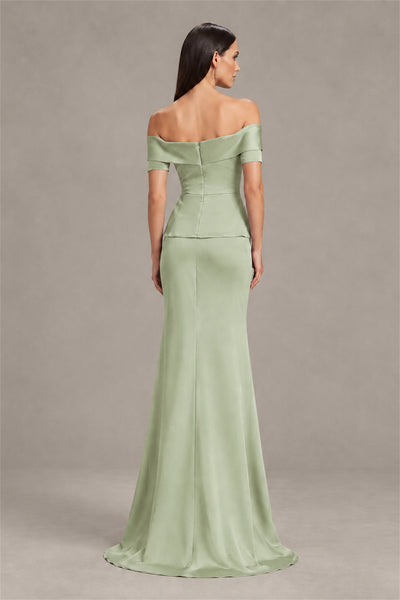 BOLODOO Sage Green Off-Shoulder Mermaid Mother of the Bride Dress - Sage Green