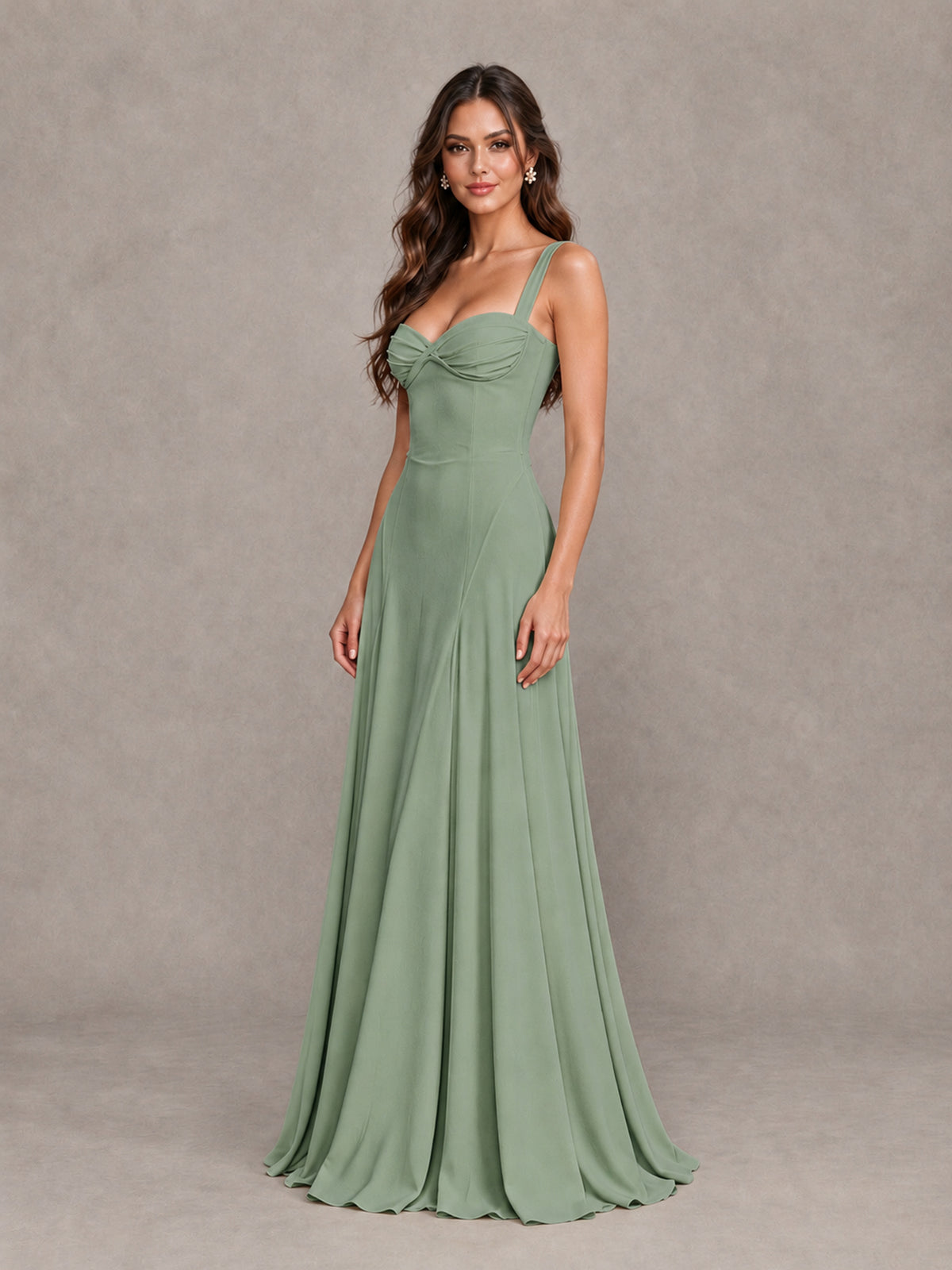 BOLODOO Sage Green Sweetheart Lace-Up Back Bridesmaid Dress - Sage Green - Sage Green (3)