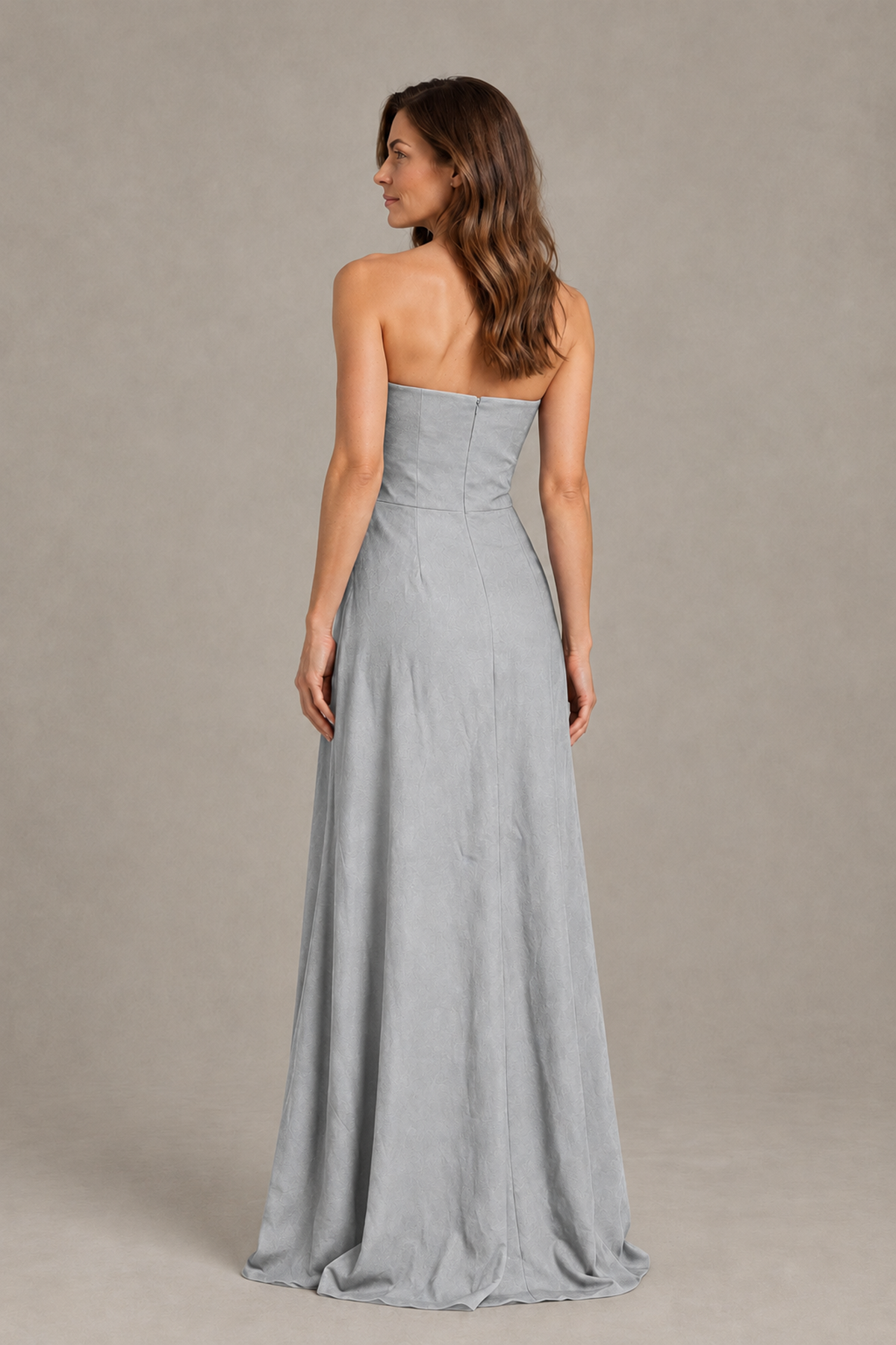 BOLODOO Silver Strapless Floral Mother of the Bride Gown - Silver - Silver_02
