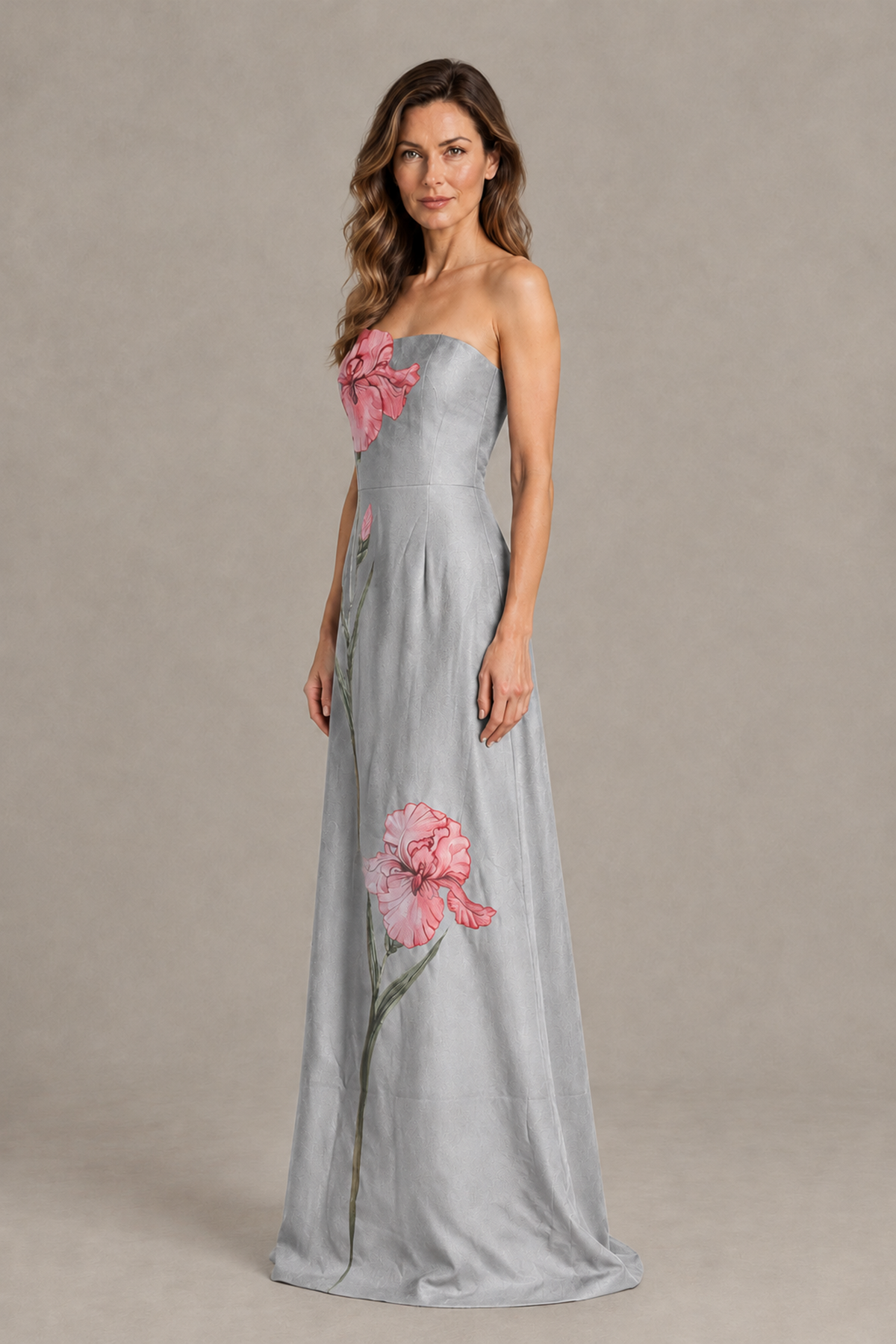 BOLODOO Silver Strapless Floral Mother of the Bride Gown - Silver - Silver_03
