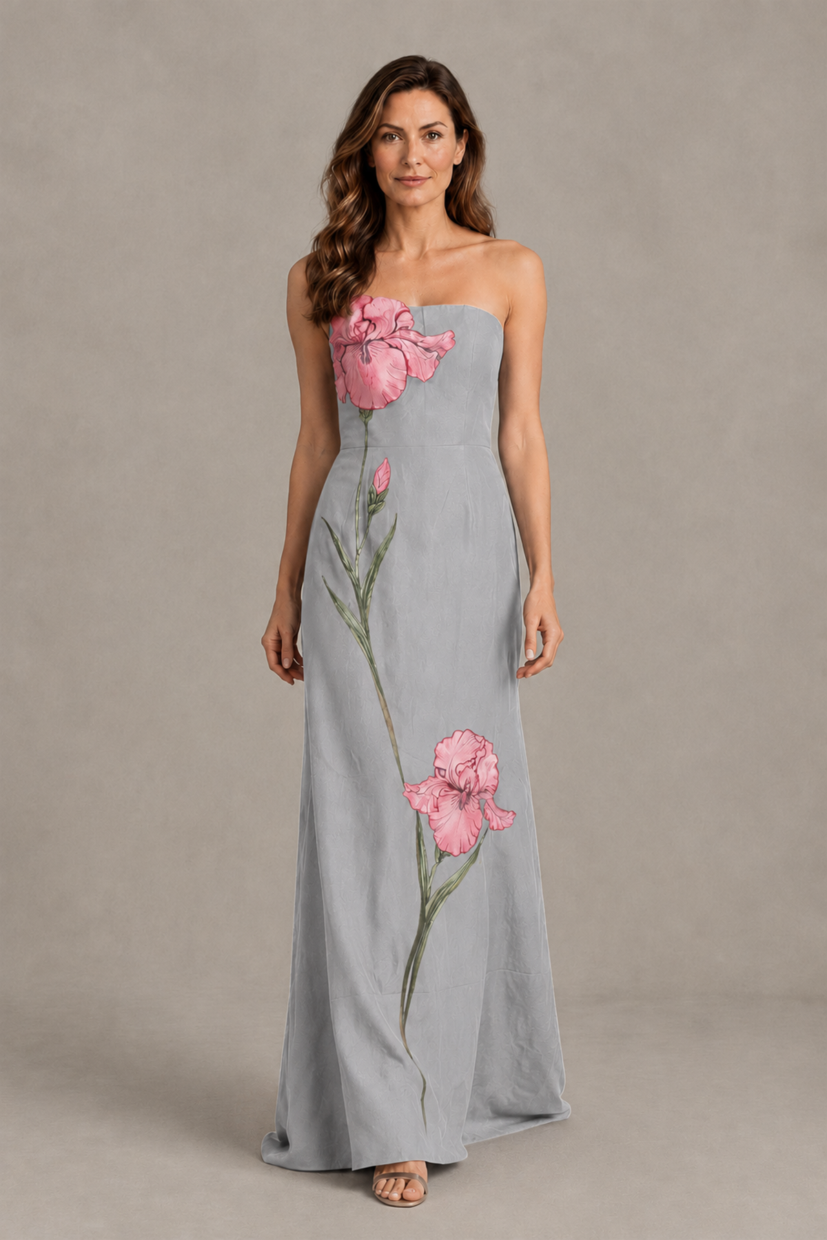 BOLODOO Silver Strapless Floral Mother of the Bride Gown - Silver - Silver_04