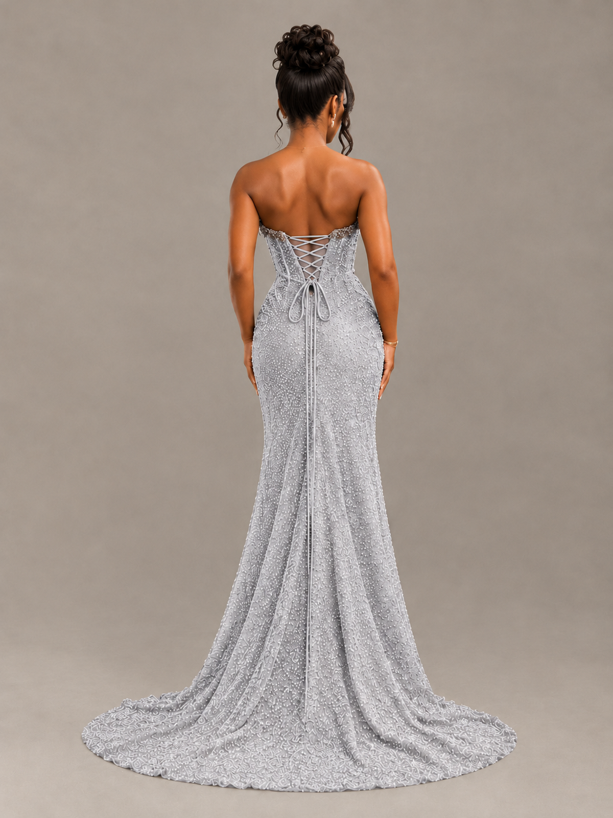 BOLODOO Silver Gold Corset Prom Dress with High Slit - Silver - Silver_2