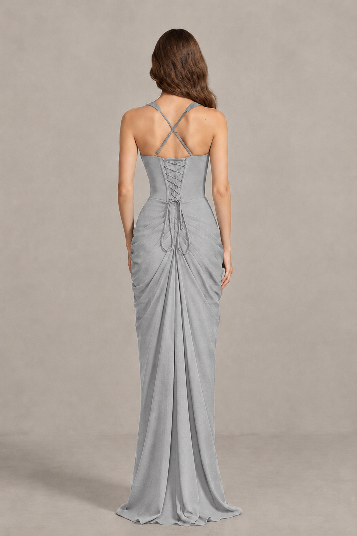 BOLODOO Silver Sweetheart Maxi Dress with High Slit - Silver - Silver_2
