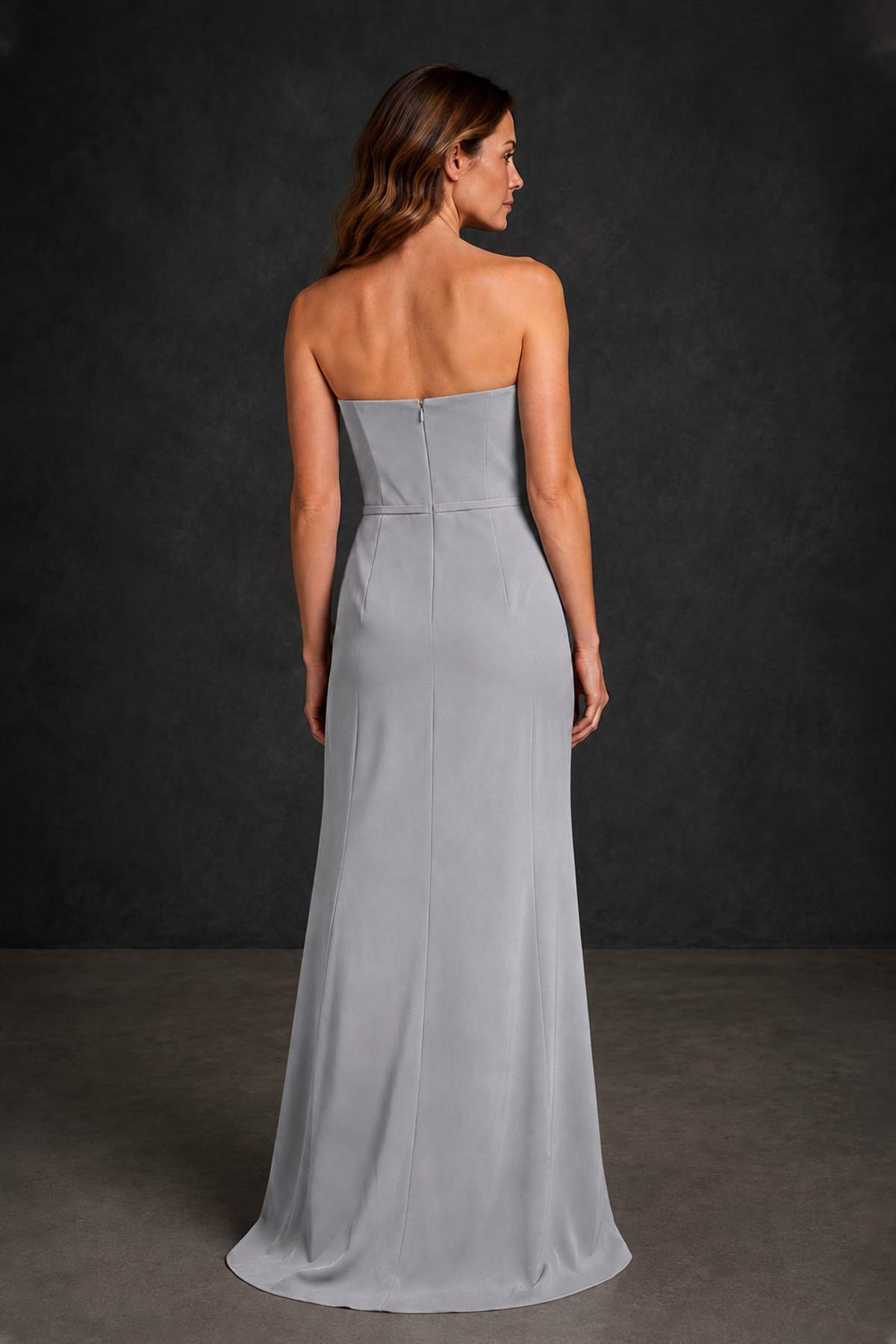 BOLODOO Silver Strapless Mother of the Bride Dress with Ruffle Detail - Silver - Silver_2