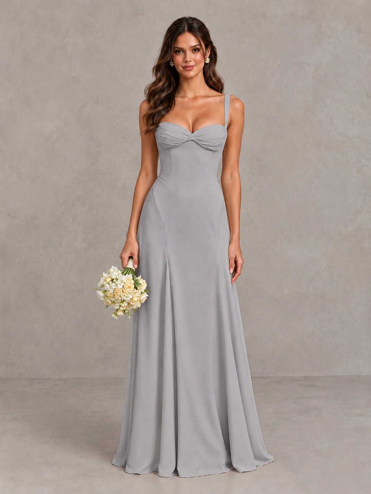 BOLODOO Silver Sweetheart Lace-Up Back Bridesmaid Dress - Silver - Silver (1)
