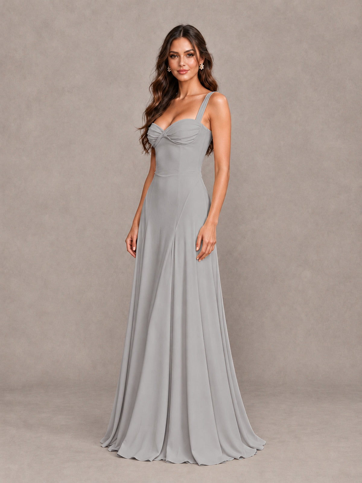 BOLODOO Silver Sweetheart Lace-Up Back Bridesmaid Dress - Silver - Silver (3)