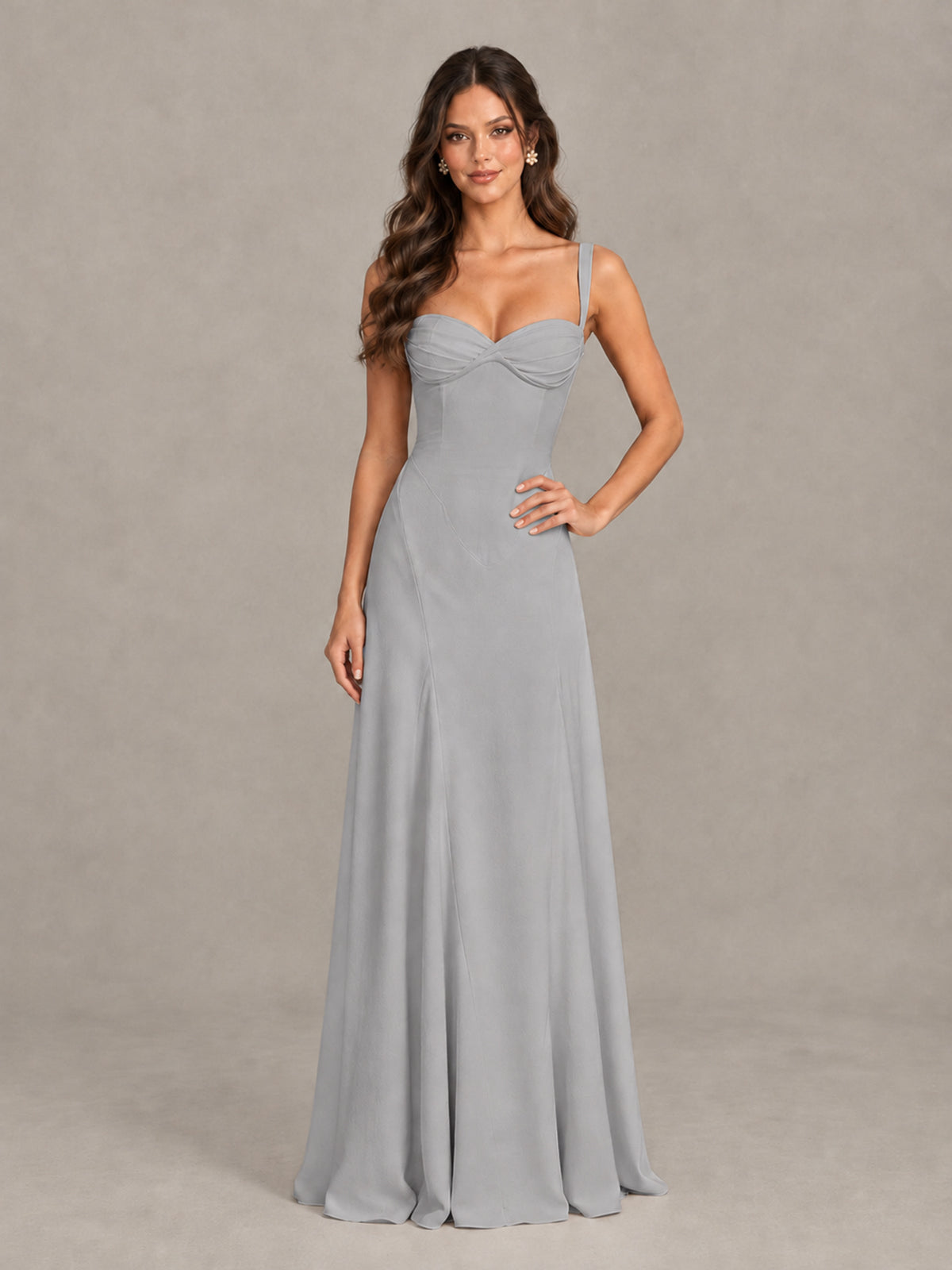 BOLODOO Silver Sweetheart Lace-Up Back Bridesmaid Dress - Silver - Silver (4)