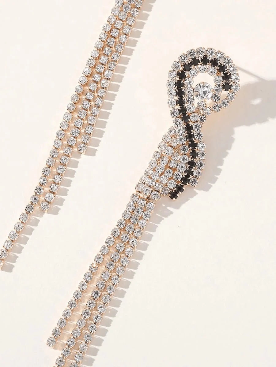 Silver Rhinestones Tassel Long Chain Earrings �C Earrings by BOLODOO | Available at BOLODOO