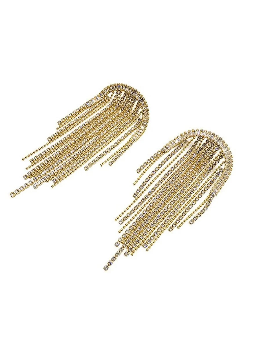 Silver Statement Tassel Long Earrings - BOLODOO