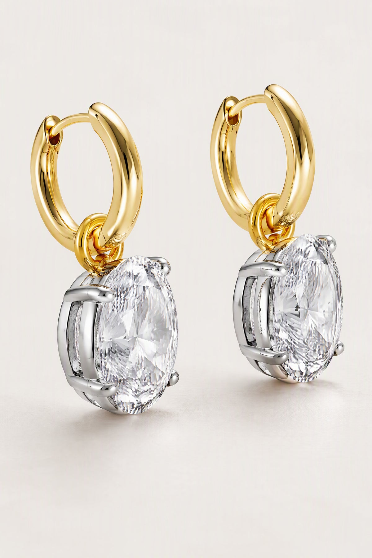 BOLODOO QQ065 drop earrings showing gold-tone hoops and silver-tone open-sided settings