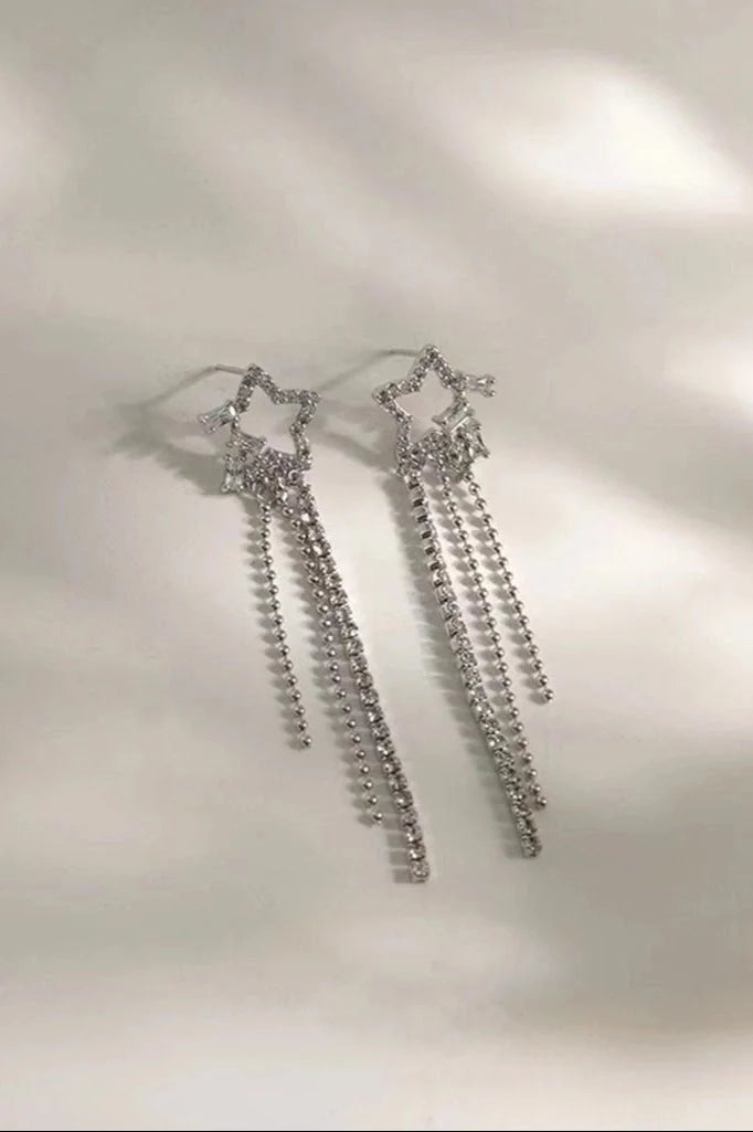 Star Beaded Drop Earrings for prom or wedding elegance.