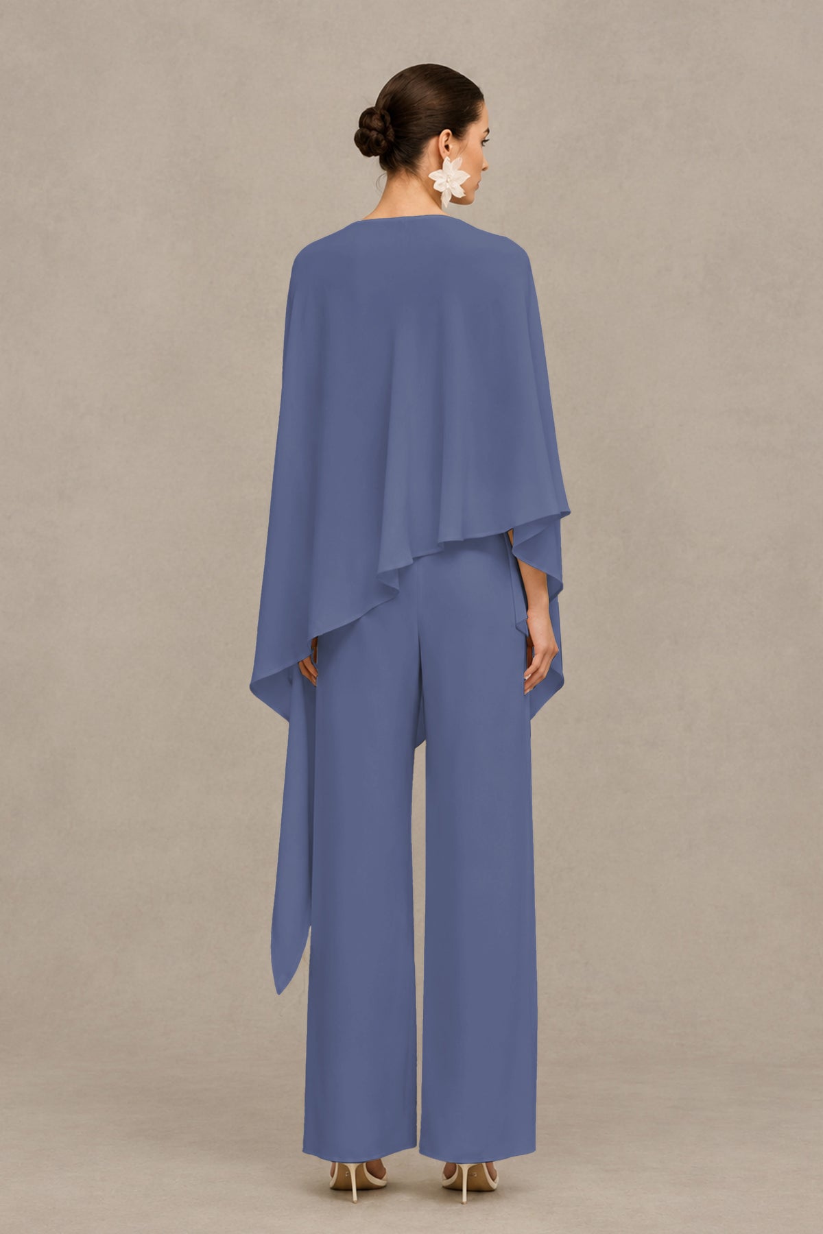 BOLODOO Stormy Blue Cape Sleeve Wide-Leg Formal Pantsuit - Stormy Blue - Stormy Blue_02