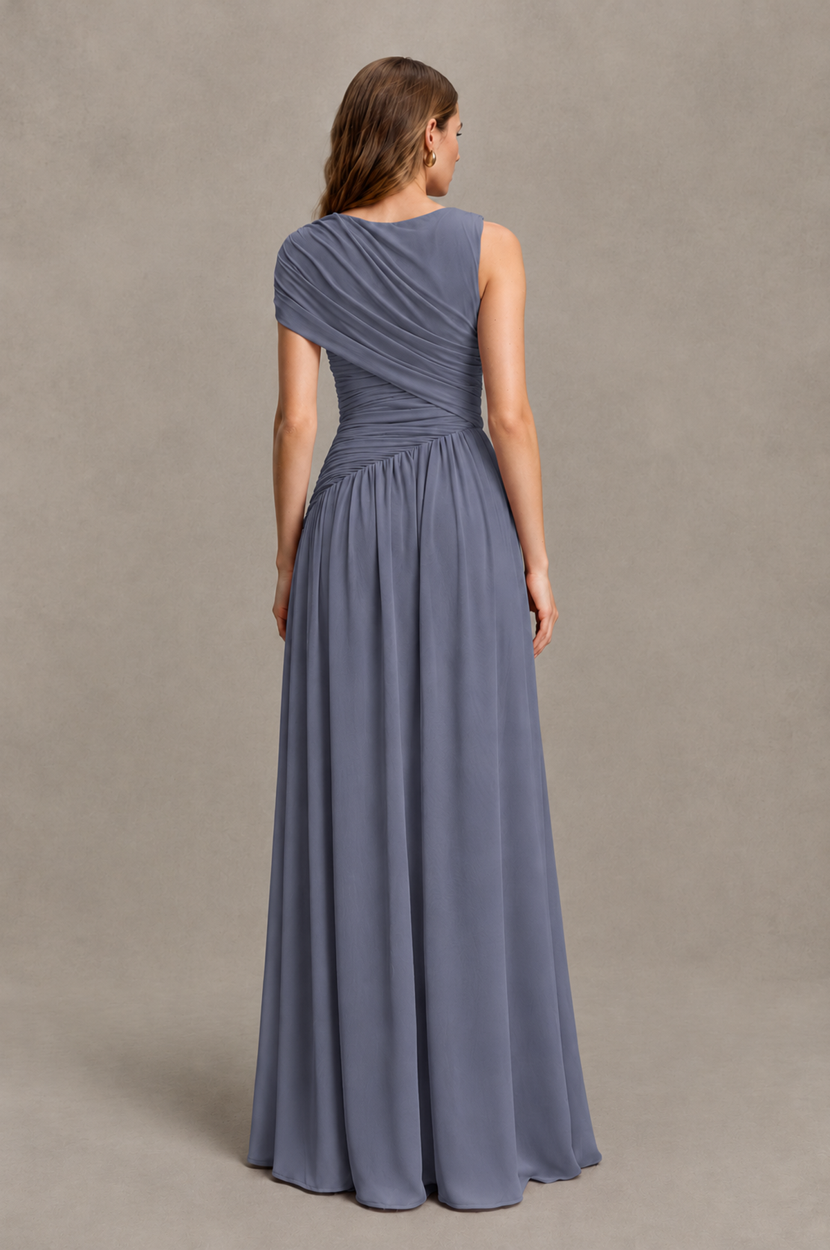 BOLODOO Stormy Blue One-Shoulder Ruched Floor-Length Bridesmaid Dress - Stormy Blue - Stormy Blue_02