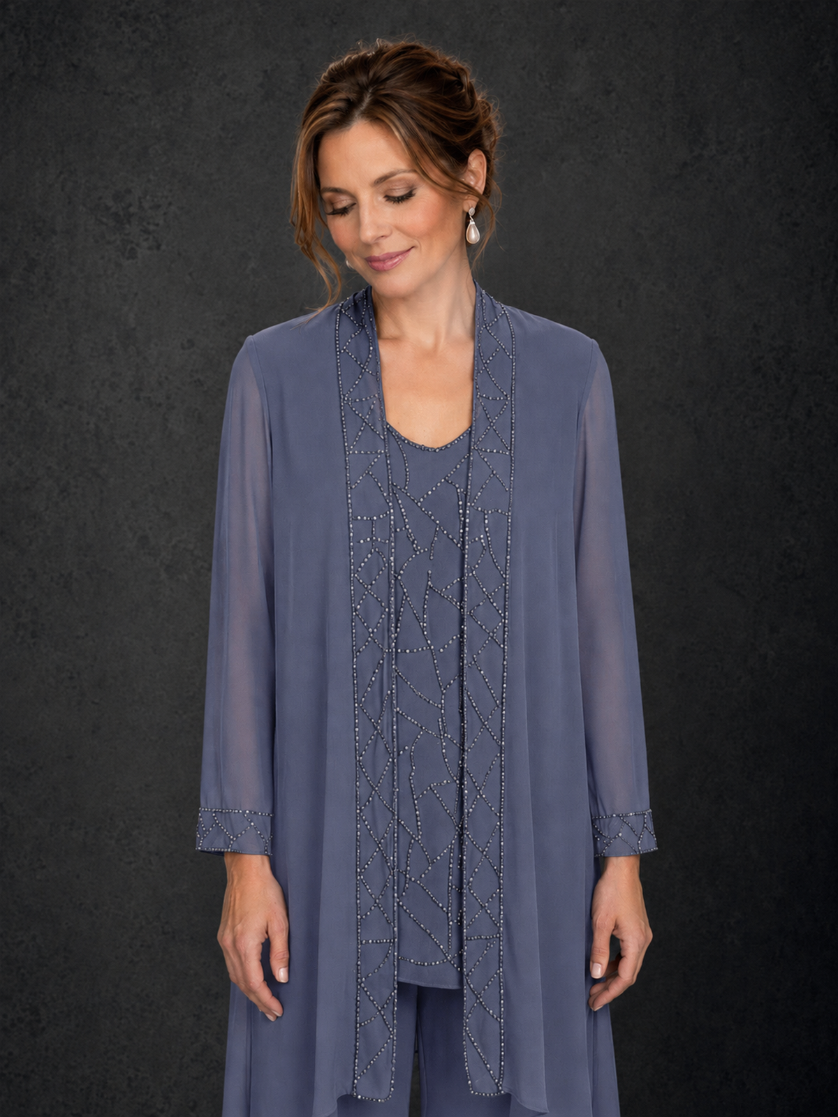 BOLODOO Stormy Blue 3-Piece Beaded Chiffon Duster Jacket Pant Suit - Stormy Blue - Stormy Blue_03