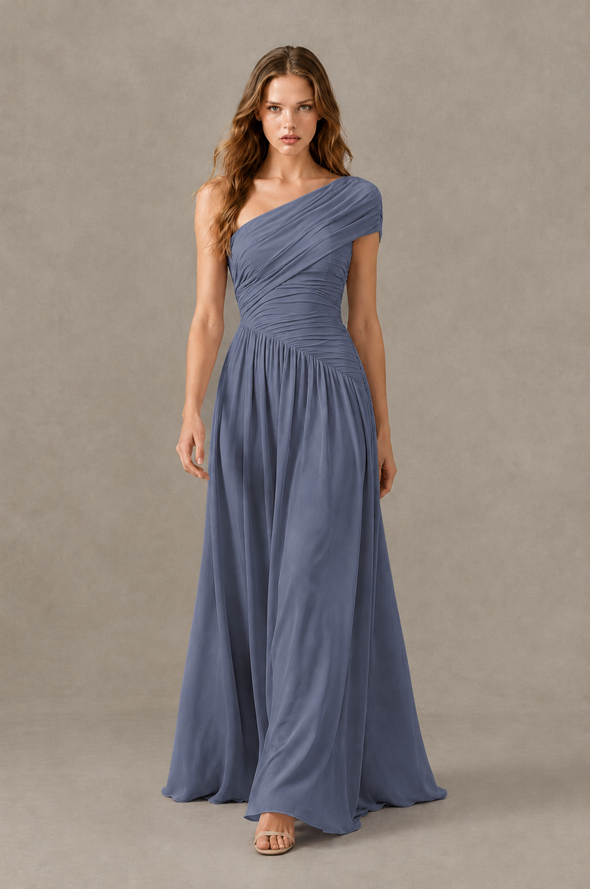 BOLODOO Stormy Blue One-Shoulder Ruched Floor-Length Bridesmaid Dress - Stormy Blue - Stormy Blue_03