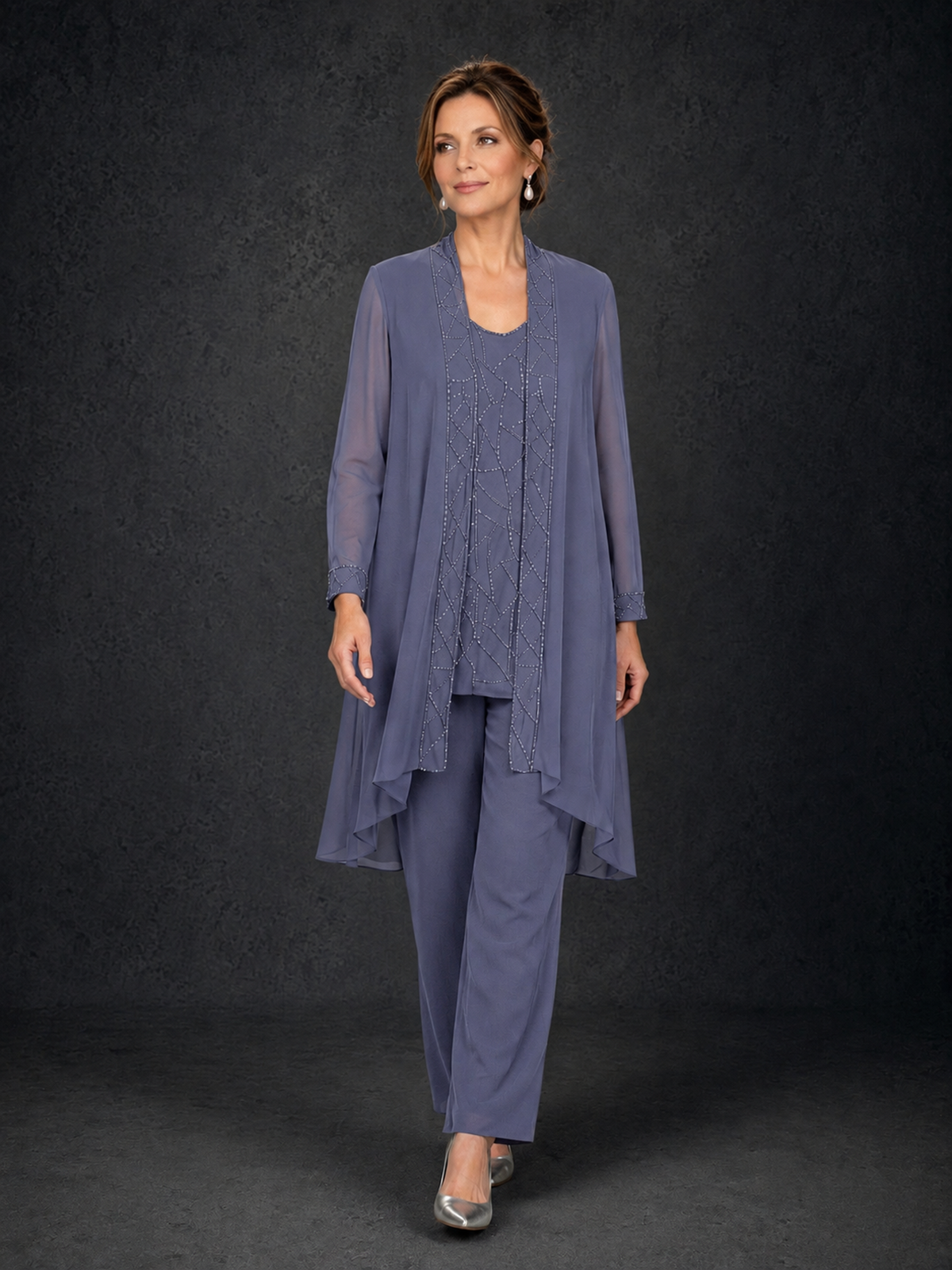BOLODOO Stormy Blue 3-Piece Beaded Chiffon Duster Jacket Pant Suit - Stormy Blue - Stormy Blue_04