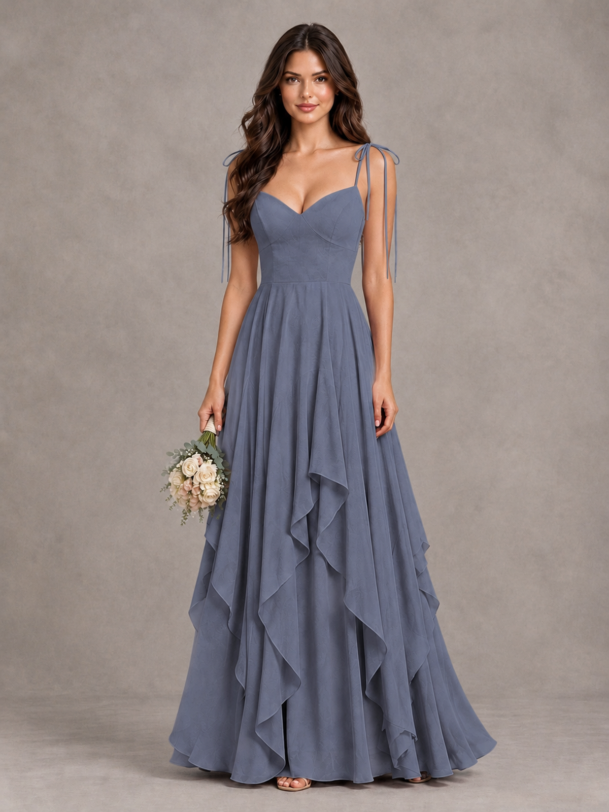 BOLODOO Stormy Blue Tie-Strap Ruffle A-Line Bridesmaid Dress - Stormy Blue - Stormy Blue_1