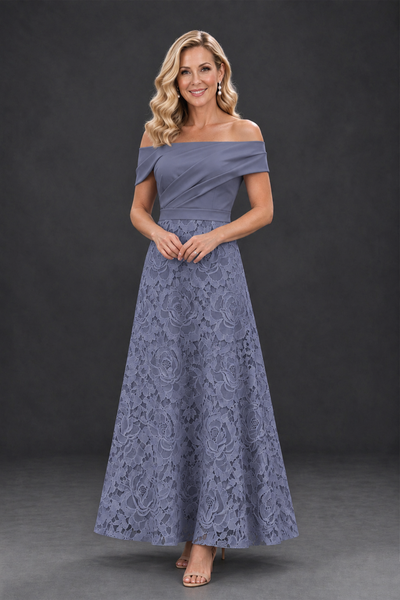 BOLODOO Stormy Blue Off-the-Shoulder Floral A-Line Mother of the Bride Dress - Stormy Blue - Stormy Blue_1
