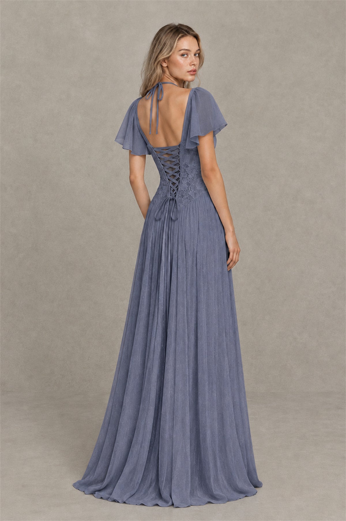 BOLODOO Stormy Blue Flutter Sleeve Lace Corset A-Line Maxi Dress - Stormy_Blue - Stormy_Blue_2
