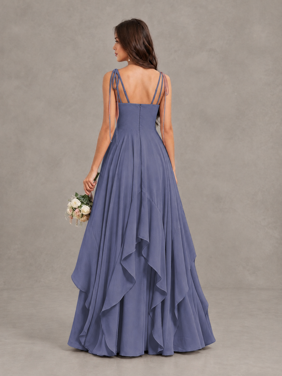 BOLODOO Stormy Blue Tie-Strap Ruffle A-Line Bridesmaid Dress - Stormy Blue - Stormy Blue_2