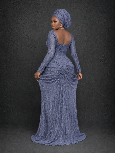 BOLODOO Stormy Blue Beaded Lace Long Sleeve Mermaid Gown Sweetheart | Mother of the Bride - Stormy Blue - Stormy Blue_2