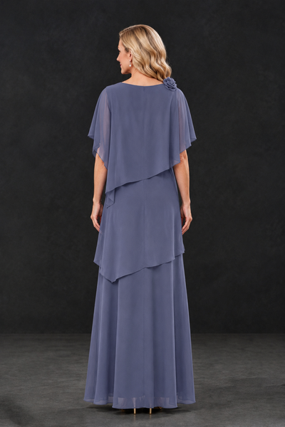 BOLODOO Stormy Blue Tiered Flutter Sleeve Mother of the Bride Maxi Dress - Stormy Blue - Stormy Blue_2
