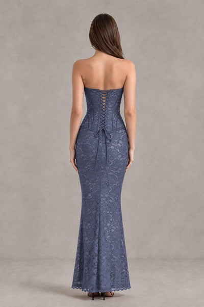BOLODOO Stormy Blue Strapless Lace Corset Wedding Guest Dress - Stormy Blue - Stormy Blue_2
