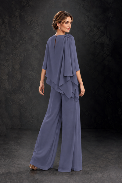 BOLODOO Stormy Blue Layered Wide-Leg Mother of the Bride Pant Suit - Stormy Blue - Stormy Blue_2