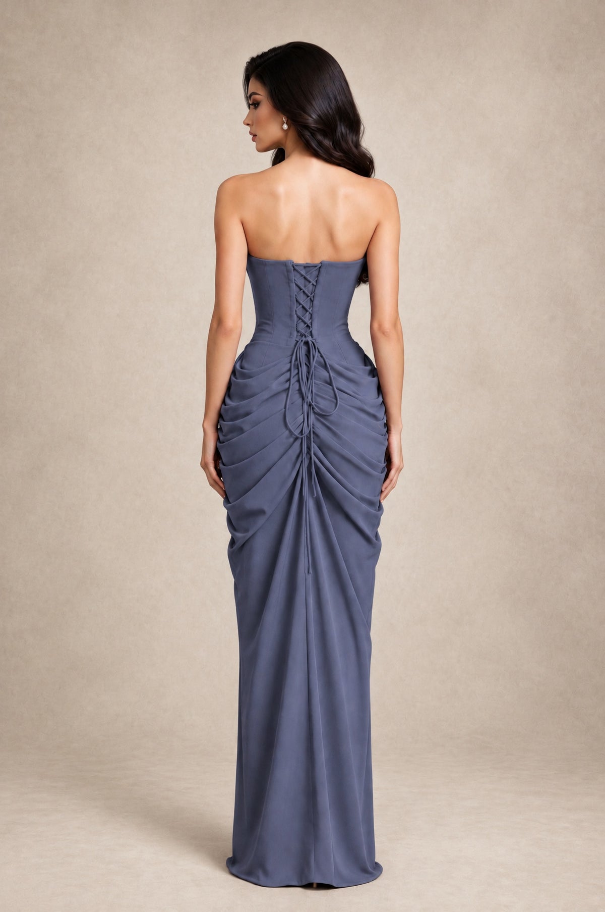BOLODOO Stormy Blue Strapless Ruched Corset Evening Gown - Stormy Blue - Stormy Blue_2