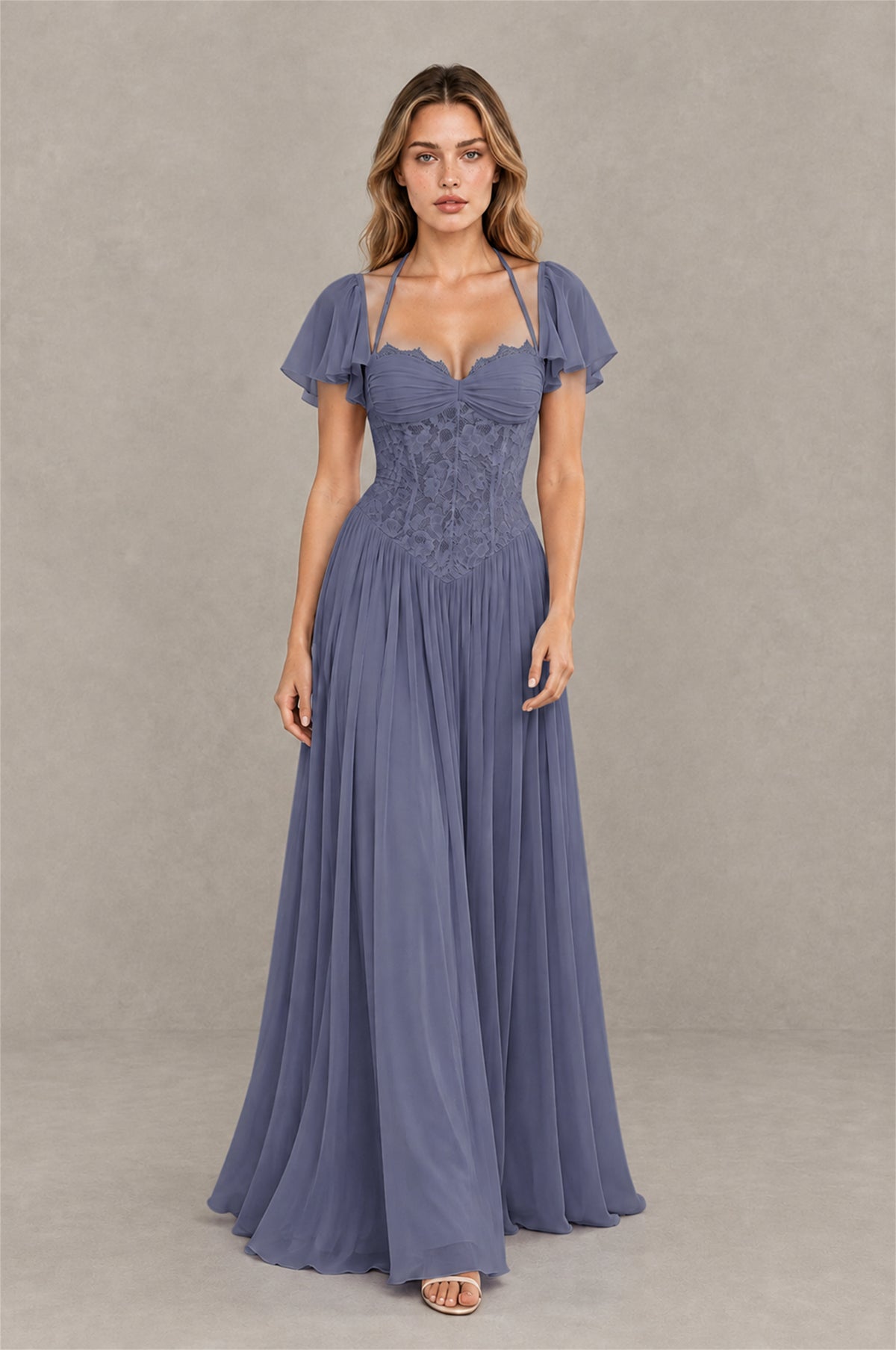 BOLODOO Stormy Blue Flutter Sleeve Lace Corset A-Line Maxi Dress - Stormy_Blue - Stormy_Blue_3