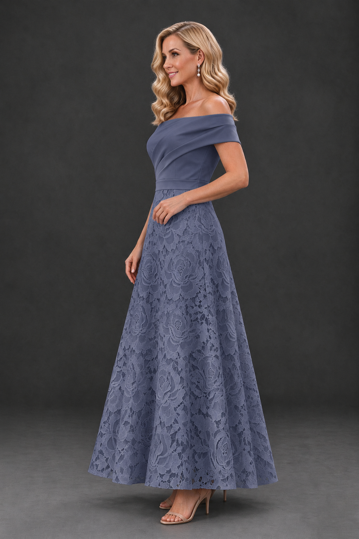 BOLODOO Stormy Blue Off-the-Shoulder Floral A-Line Mother of the Bride Dress - Stormy Blue - Stormy Blue_3