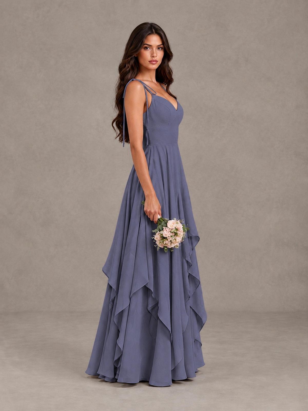 BOLODOO Stormy Blue Tie-Strap Ruffle A-Line Bridesmaid Dress - Stormy Blue - Stormy Blue_3