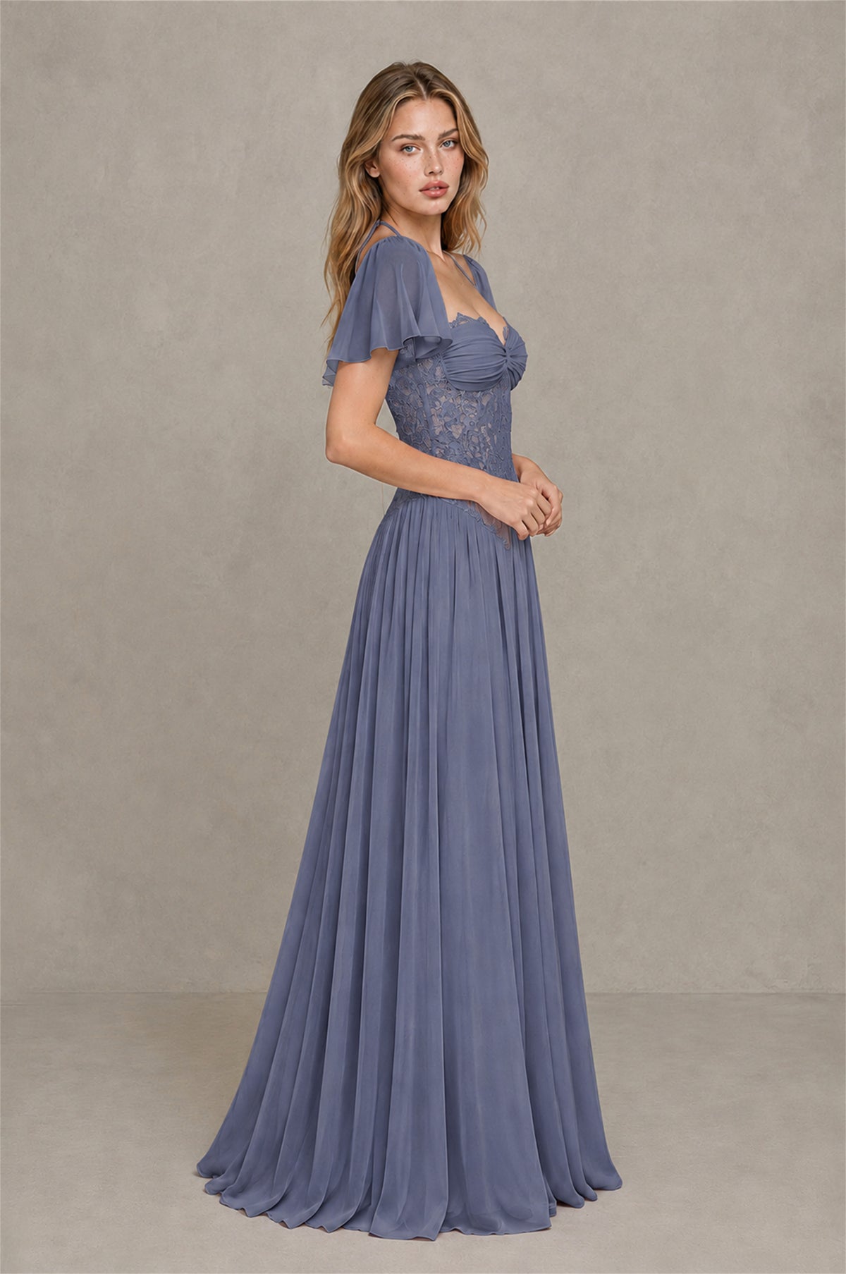 BOLODOO Stormy Blue Flutter Sleeve Lace Corset A-Line Maxi Dress - Stormy_Blue - Stormy_Blue_4