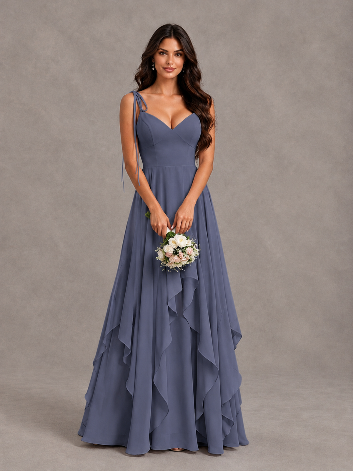 BOLODOO Stormy Blue Tie-Strap Ruffle A-Line Bridesmaid Dress - Stormy Blue - Stormy Blue_4
