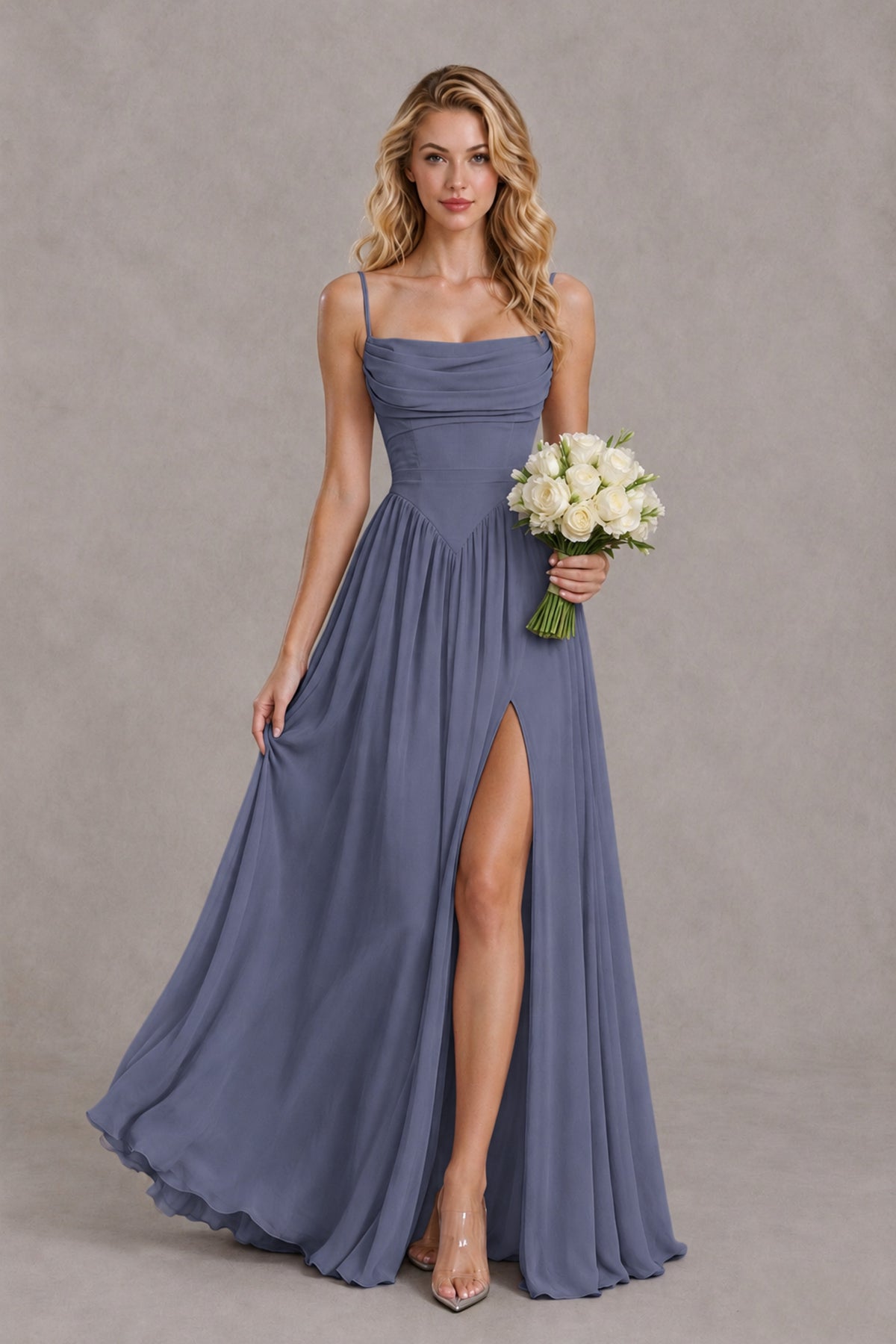 BOLODOO Stormy Blue Spaghetti Strap A-Line Bridesmaid Dress with Slit - Stormy Blue - Stormy Blue_4