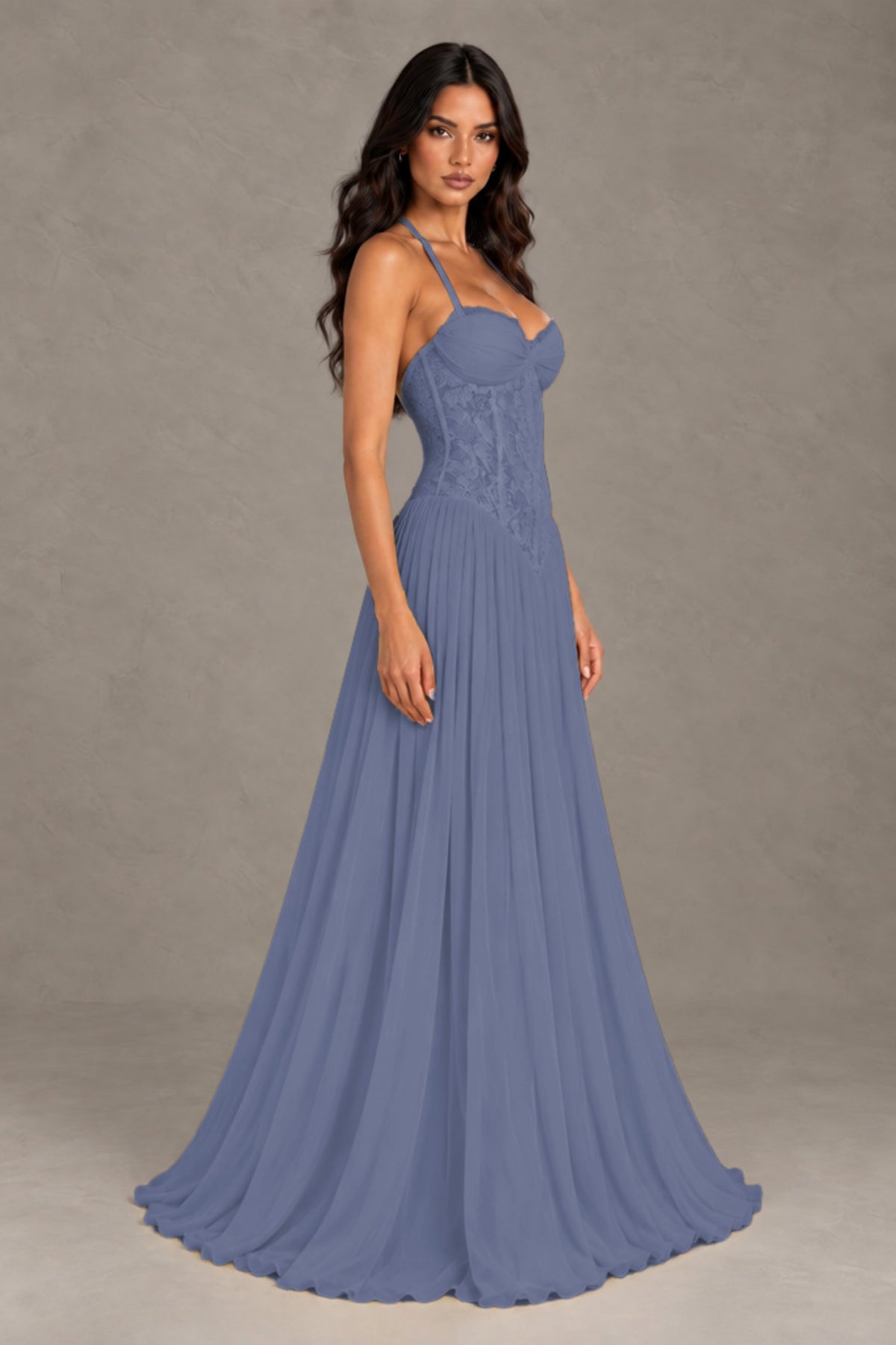 BOLODOO Stormy Blue Lace Corset Halter Maxi Gown – Backless A-Line Formal Dress - Stormy Blue - Stormy Blue(4)