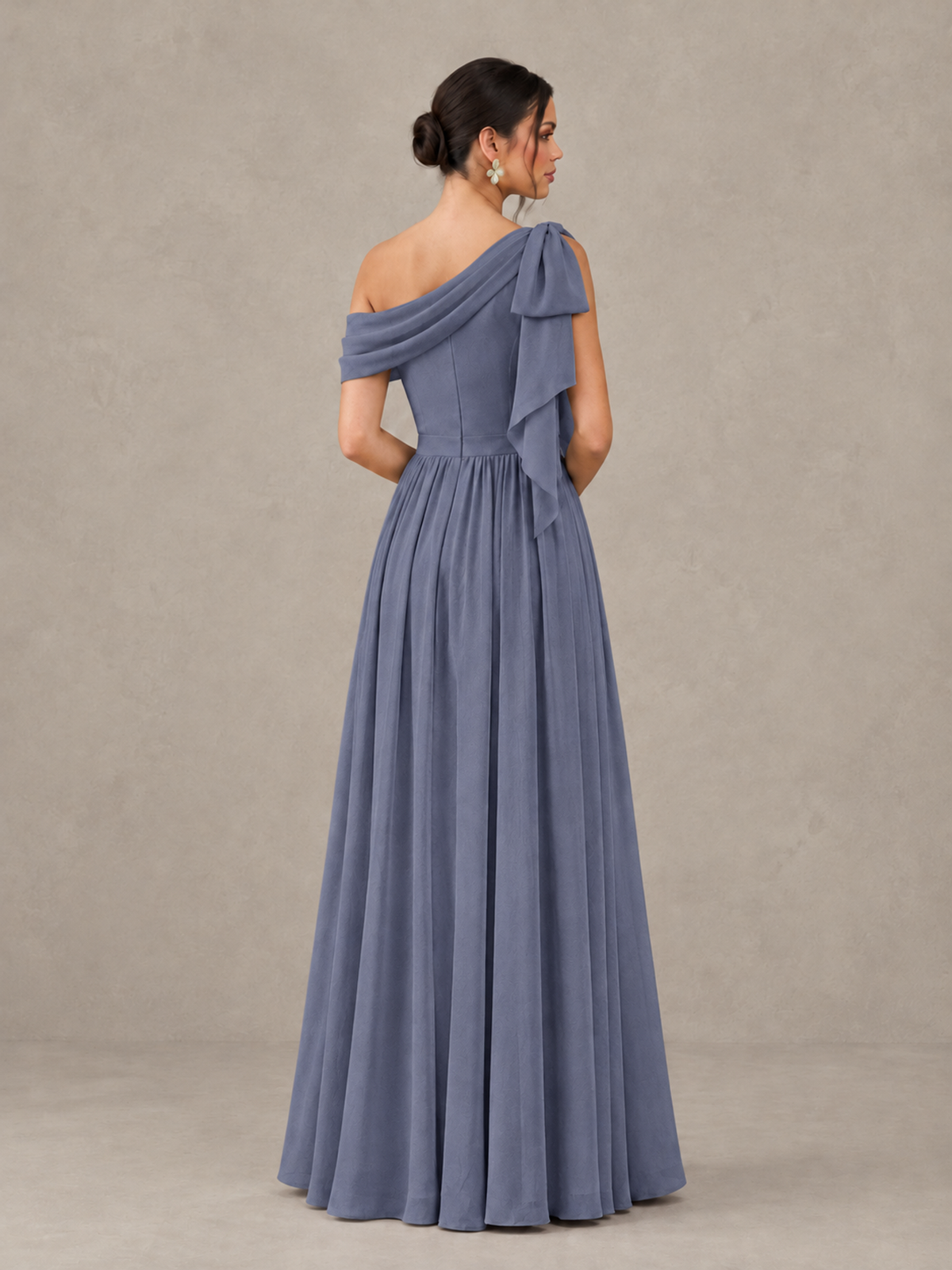 BOLODOO Stormy Blue One-Shoulder Maternity Bridesmaid Dress with Slit - Stormy Blue - Stormy Blue (2)