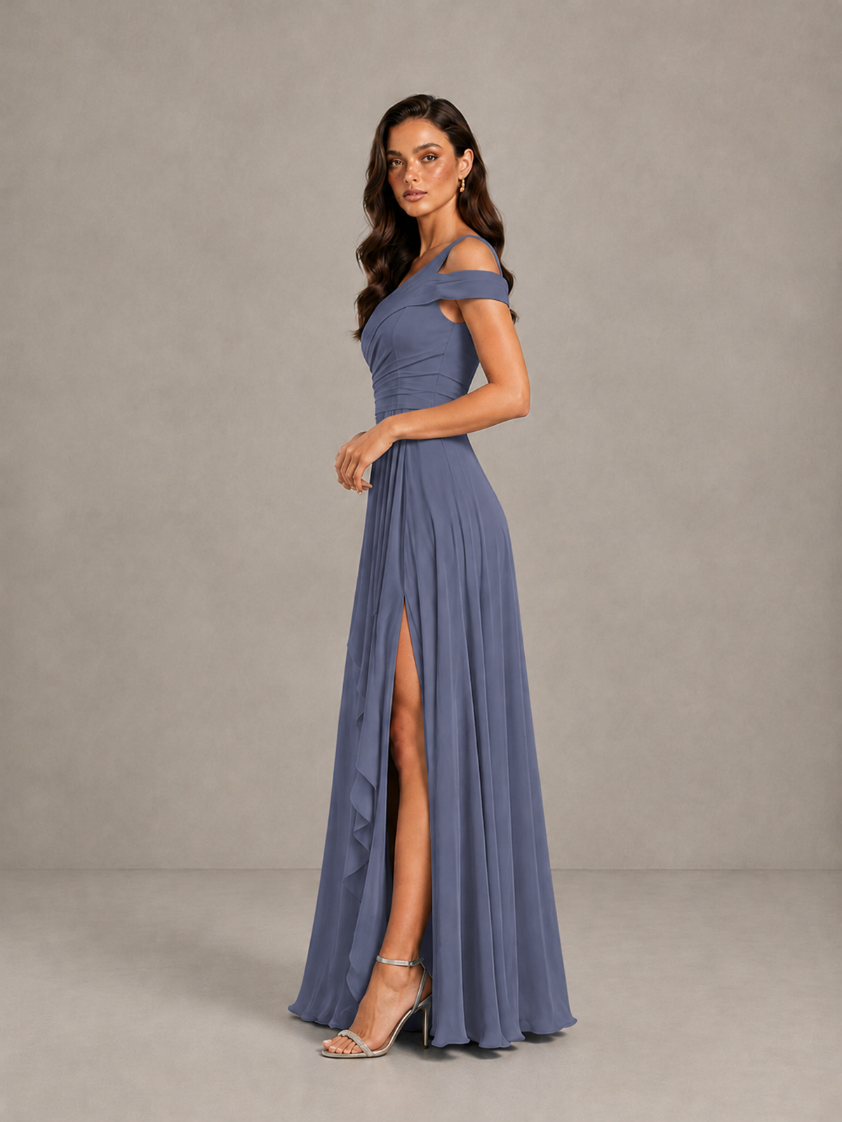 BOLODOO Stormy Blue One-Shoulder Bridesmaid Dress with Side Slit - Stormy Blue - Stormy Blue (3)