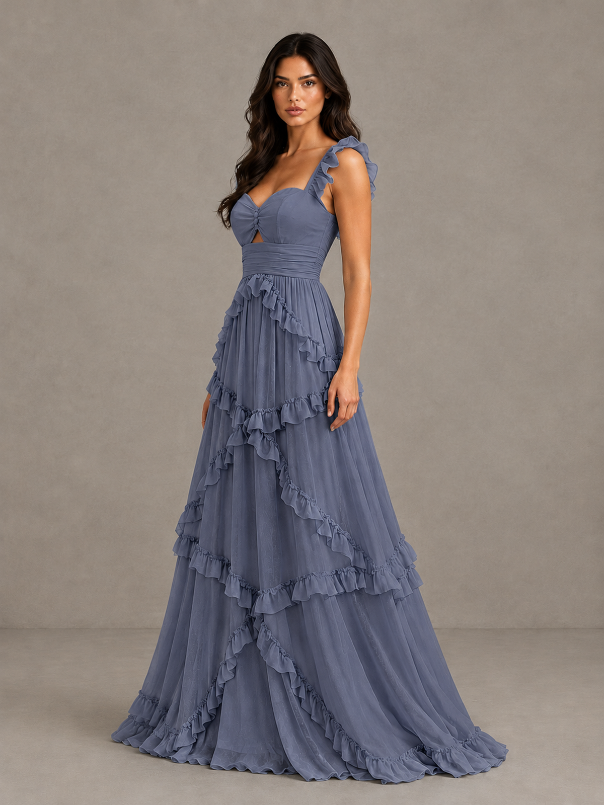 BOLODOO Stormy Blue Ruffle A-Line Prom Dress with Open Back - Stormy Blue - Stormy Blue (3)