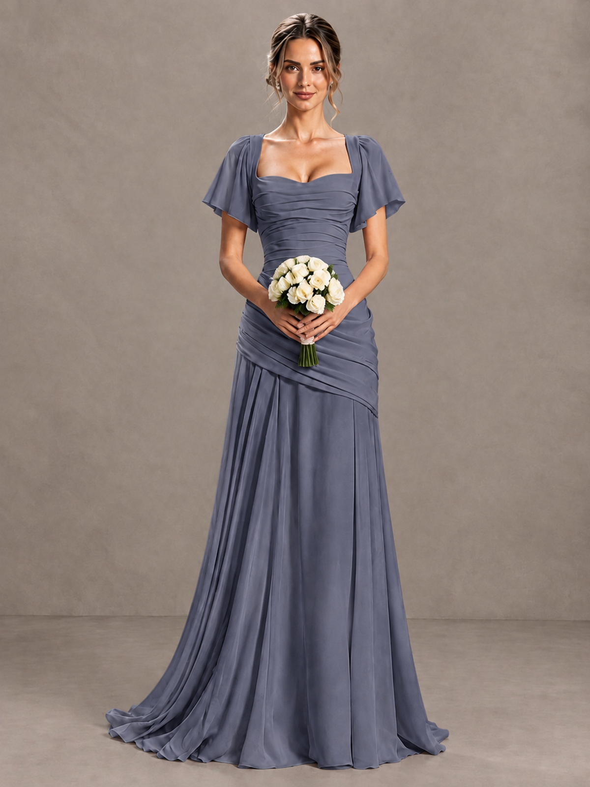 BOLODOO Stormy Blue Flutter Sleeve Lace-Up Back Maxi Dress - Stormy Blue - Stormy Blue (4)